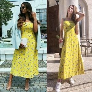 Zara Yellow Purple Floral Midi Tank Sun Dress